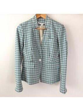 New VERONICA BEARD | Farley Dickey Jacket Turquoise Multi Tweed Houndstooth 0